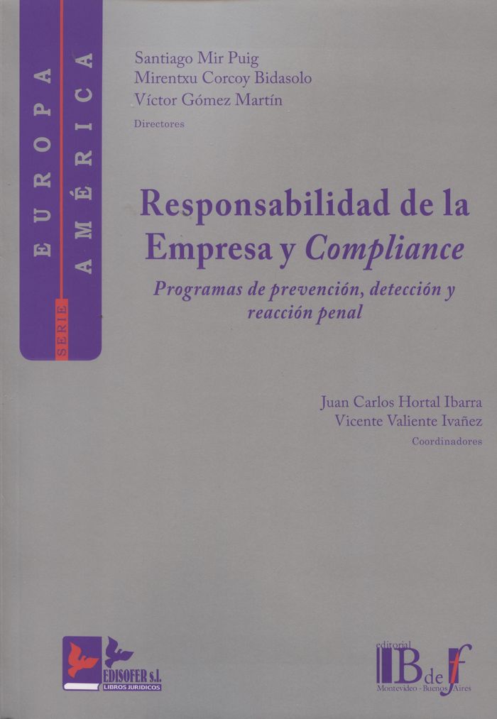 RESPONSABILIDAD DE LA EMPRESA Y COMPLIANCE, de MIR PUIG | portada del libro
