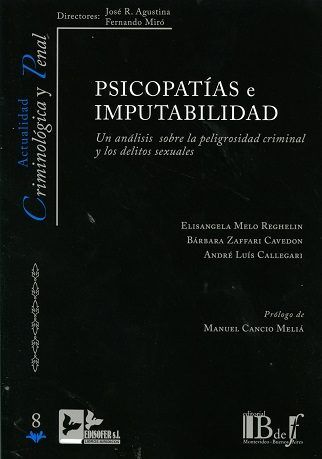 PSICOPATIAS IMPUTABILIDAD, de MELO REGHLIN | portada del libro