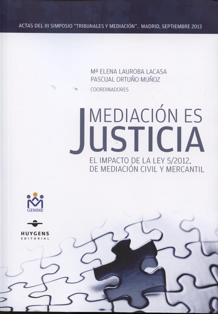 Mediación es Justicia, de Lauroba Lacasa | portada del libro