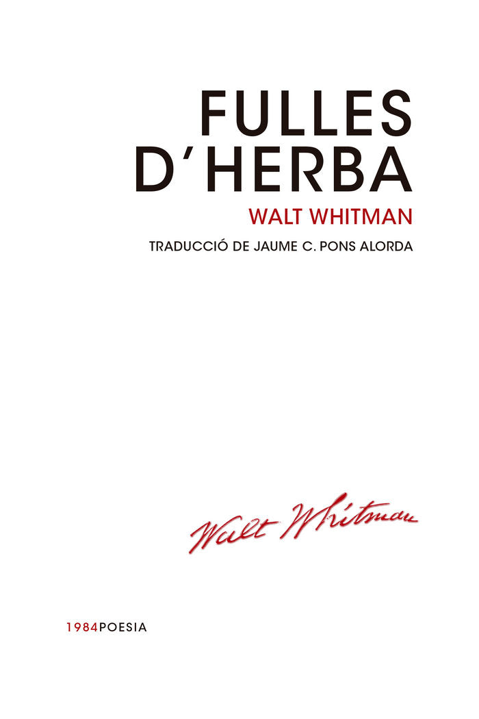 Fulles d'herba, de Whitman, Walt | portada del libro
