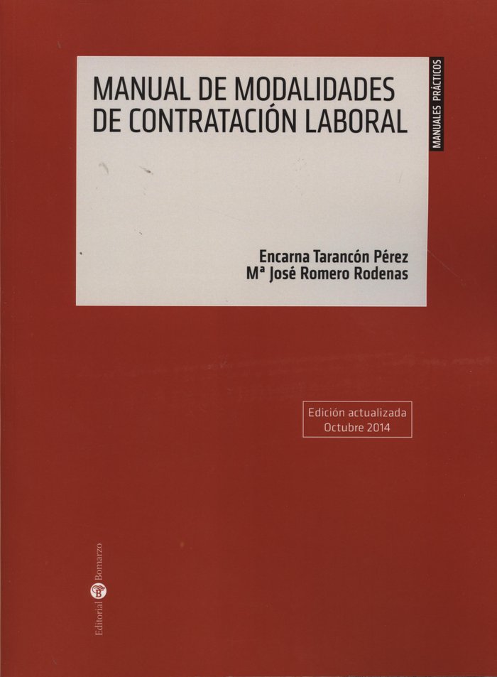 Manual de modalidades de contratación laboral, de Tarancón Pérez | portada del libro