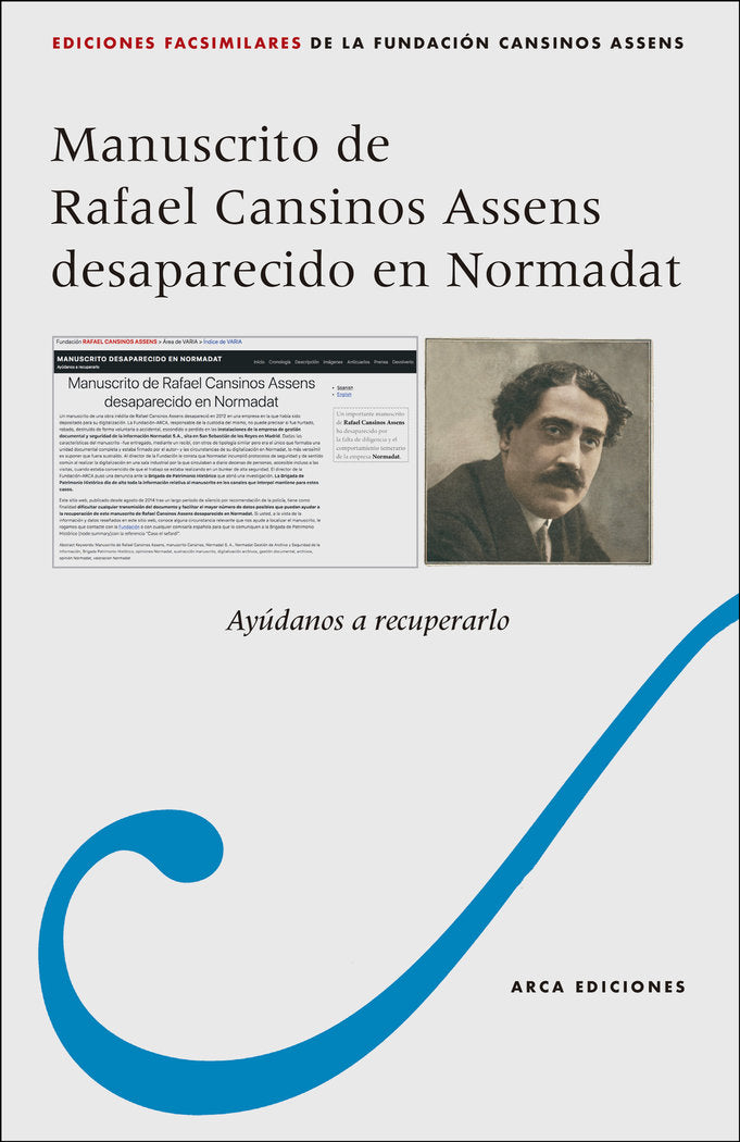 Manuscrito de Rafael Cansinos Assens desaparecido en Normadat, de ARCHIVO RAFAEL CANSINOS ASSENS, FUNDACIO | portada del libr
