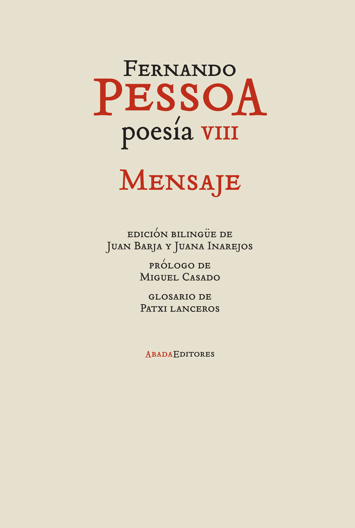 Poesía VIII. Mensaje, de Pessoa, Fernando | portada del libro