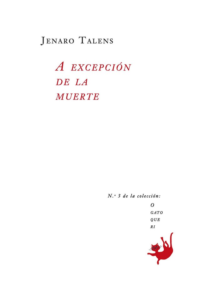 A excepción de la muerte, de Talens, Jenaro | portada del libro