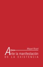 (I.B.D.) ANTE LA MANIFESTACION DE LA EXISTENCIA, de Miquel Ricart | portada del libro