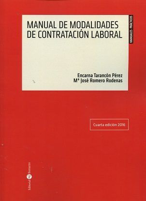 Manual de modalidades de contratación laboral, de Romero Rodenas | portada del libro