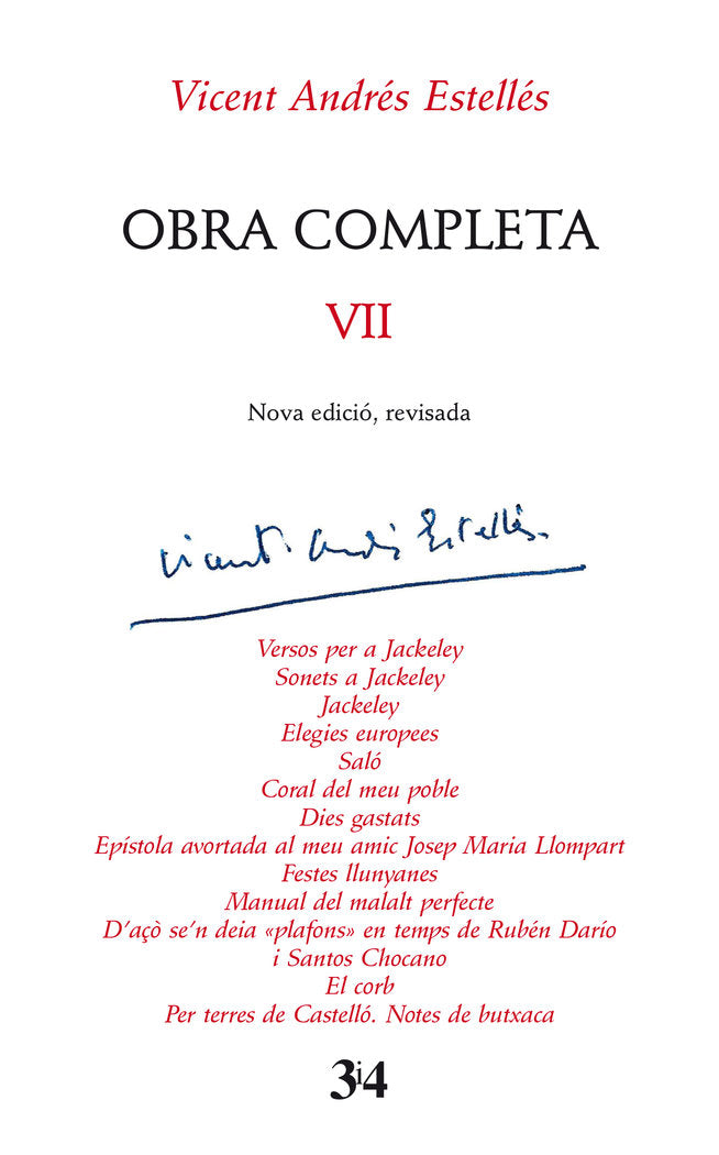 OBRA COMPLETA VII. VICENT ANDRES ESTELLES. (NOVA EDICIO REVISADA), de VICENT ANDRES ESTELLES | portada del libro