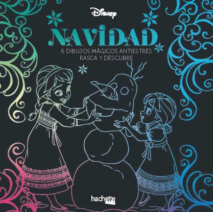 Arteterapia. Navidad Disney. 6 dibujos mágicos antiestrés. Rasca y descubre, de Varios autores | portada del libro