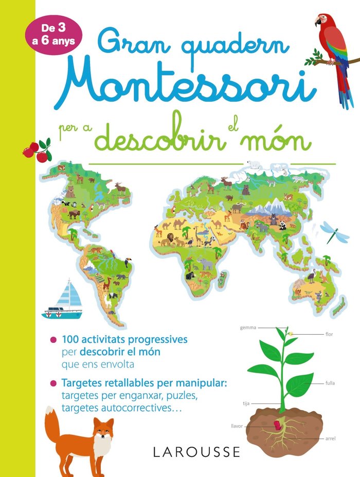 Gran quadern Montessori per a descobrir el món, de Larousse Editorial | portada del libro