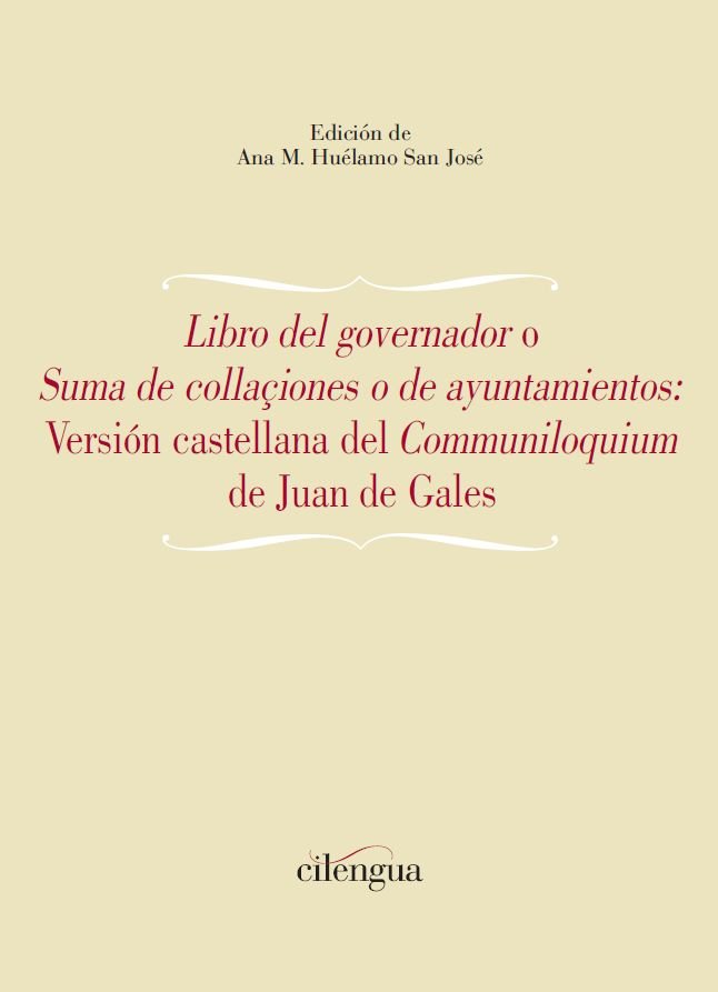 «LIBRO DEL GOVERNADOR» O «SUMA DE COLLAÇIONES O DE AYUNTAMIENTOS»: VERSION CASTE | portada del libro