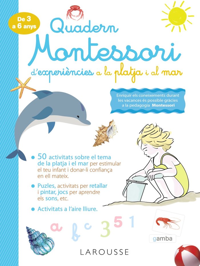 Quadern Montessori d'experiències a la platja i al mar, de Larousse Editorial | portada del libro