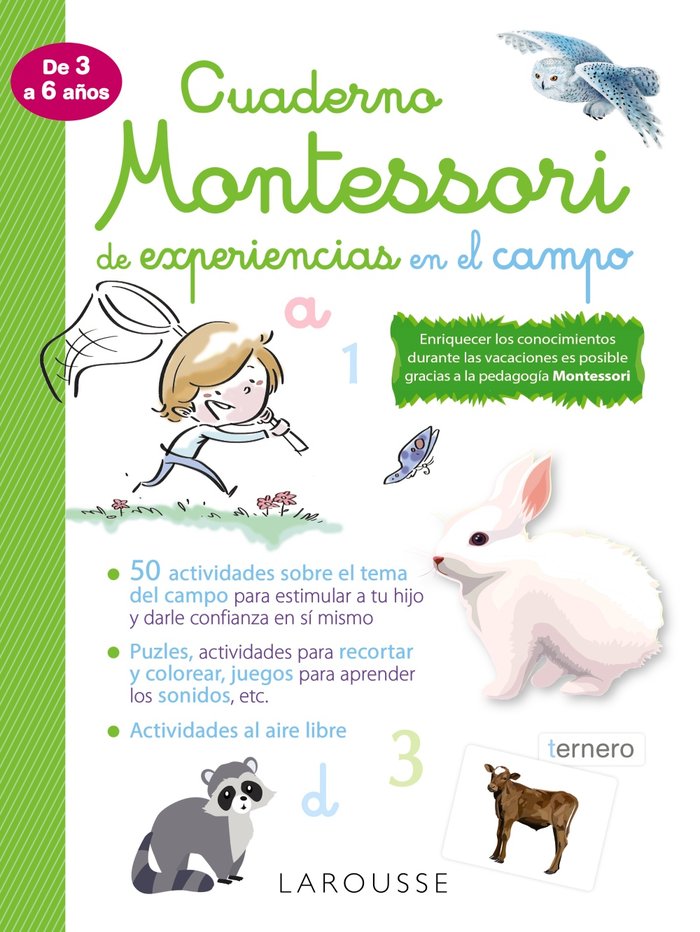 Cuaderno Montessori de experiencias en el campo, de Larousse Editorial | portada del libro