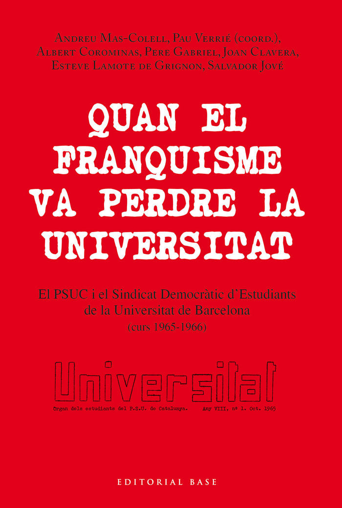 QUAN EL FRANQUISME VA PERDRE LA UNI | portada del libro