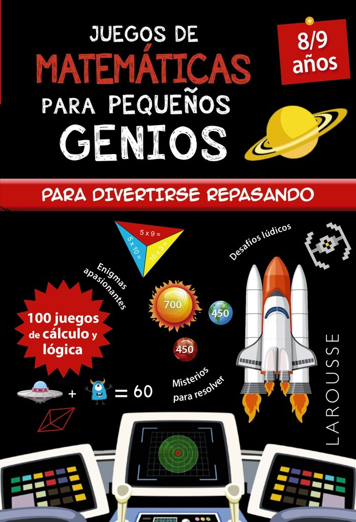 JUEGOS DE MATEMATICAS PARA PEQUEÑOS GENIOS 8-9 AÑOS, de QUENEE, MATHIEU | portada del libro