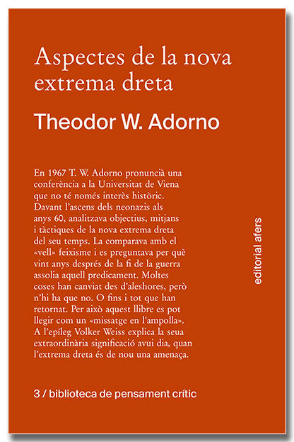 ASPECTES DE LA NOVA EXTREMA DRETA, de ADORNO, THEODOR W. | portada del libro
