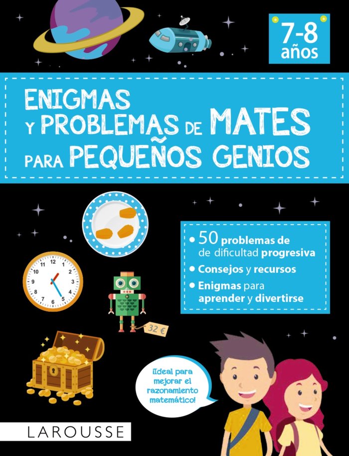 ENIGMAS Y PROBLEMAS DE MATES PARA PEQUEÑOS GENIOS (7-8 AÑOS), de URVOY, DELPHINE | portada del libro