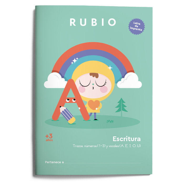 ESCRITURA CON LETRA DE IMPRENTA +3 AÑOS A4 RUBIO | portada del libro