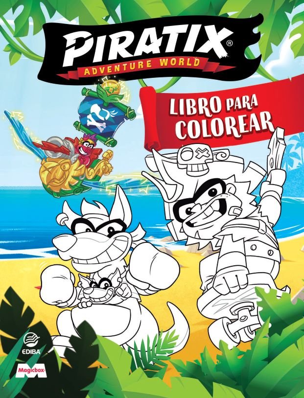 LIBRO PARA COLOREAR PIRATIX Nº 2 - GOLDEN TREASURE A CRAZY JUNGLE | portada del libro