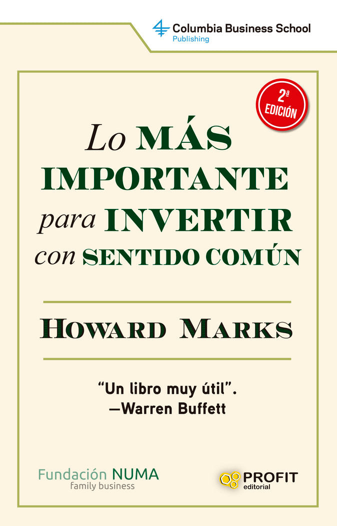 LO MAS IMPORTANTE PARA INVERTIR CON SENTIDO COMUN, de MARKS | portada del libro