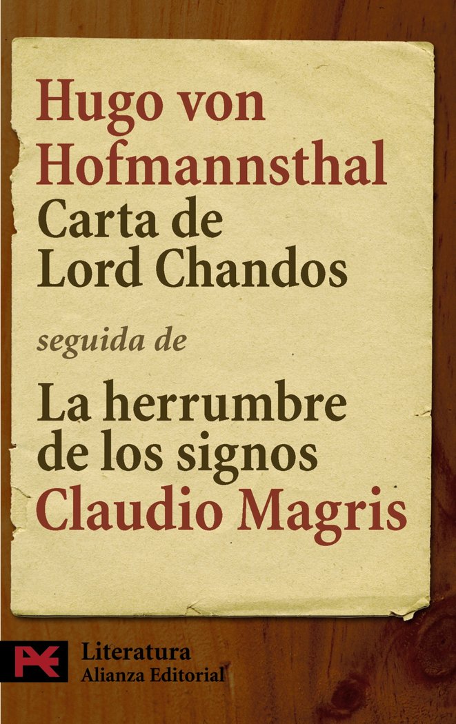 Carta de Lord Chandos, de Hofmannsthal, Hugo von | portada del libro