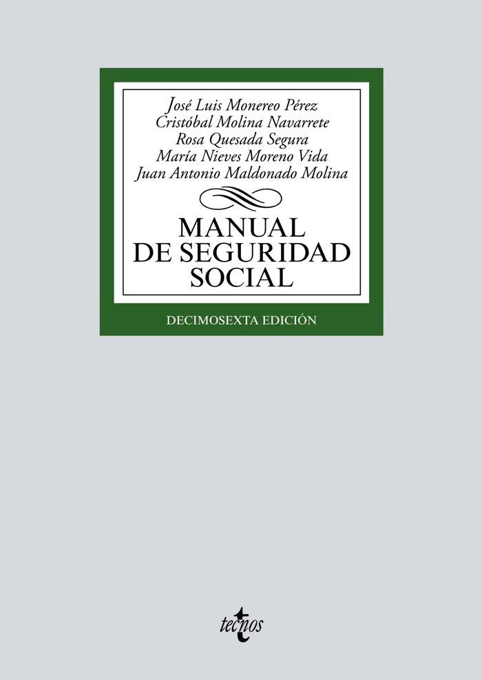 Manual de Seguridad Social, de Monereo Pérez, José Luis | portada del libro