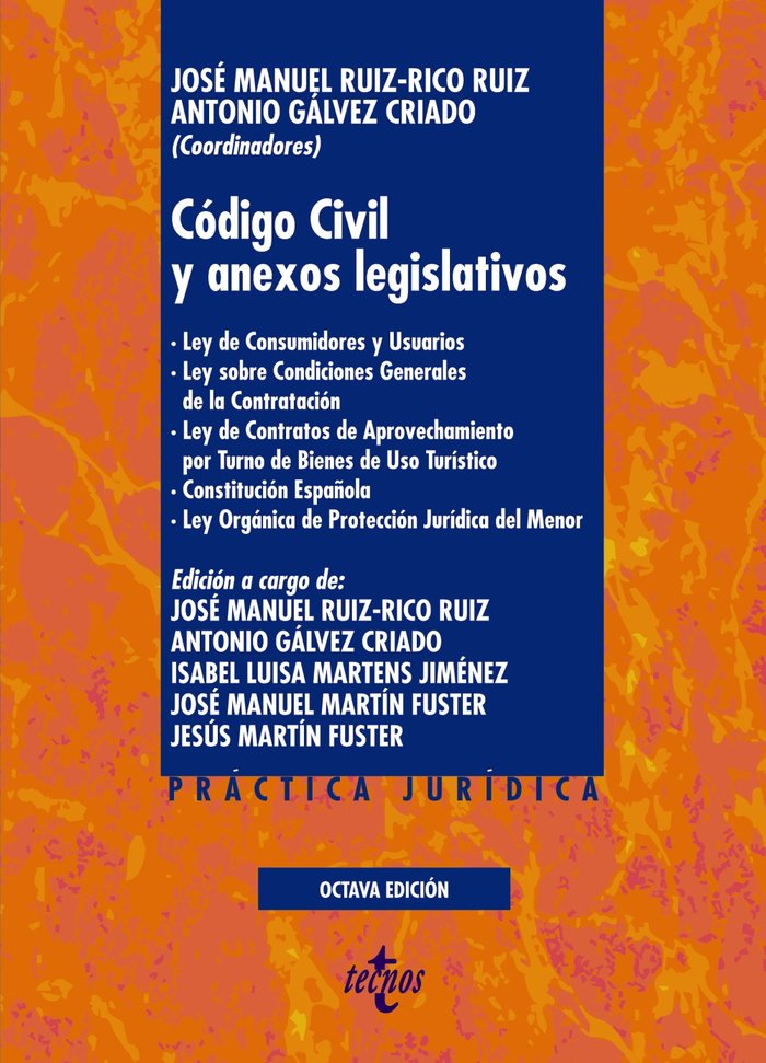 Código Civil y anexos legislativos, de Ruiz-Rico Ruiz, José Manuel | portada del libro