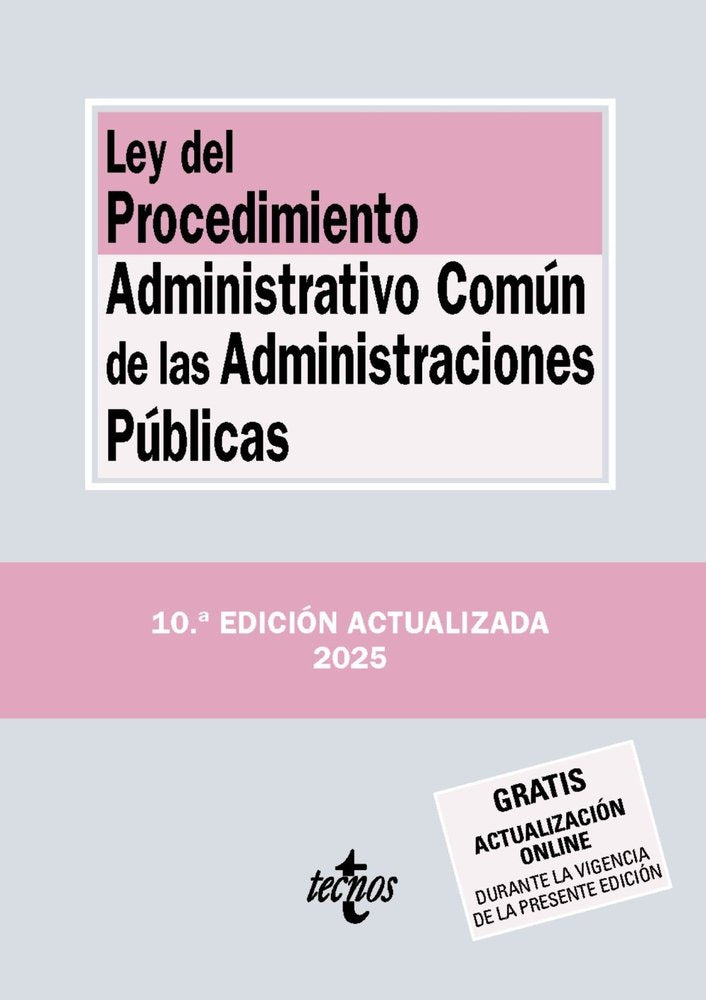LEY DEL PROCEDIMIENTO ADMINISTRATIVO COMUN DE LAS ADMINISTRACIONES PUBLICAS, de EDITORIAL TECNOS | portada del libro