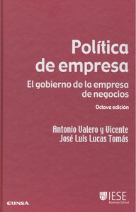 Política de empresa, de Valero y Vicente | portada del libro