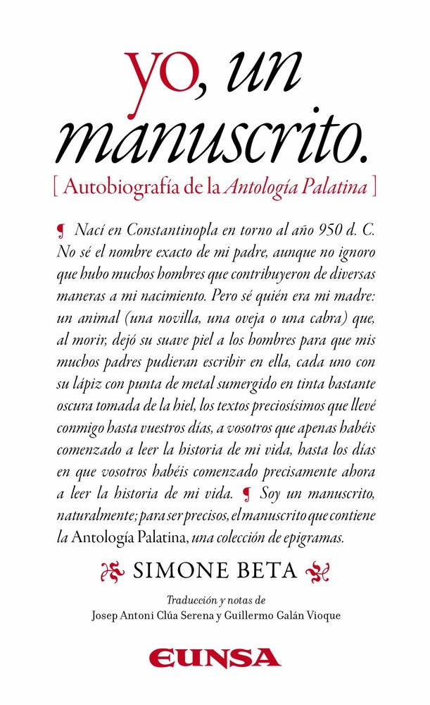 YO UN MANUSCRITO, de SIMONE BETA | portada del libro