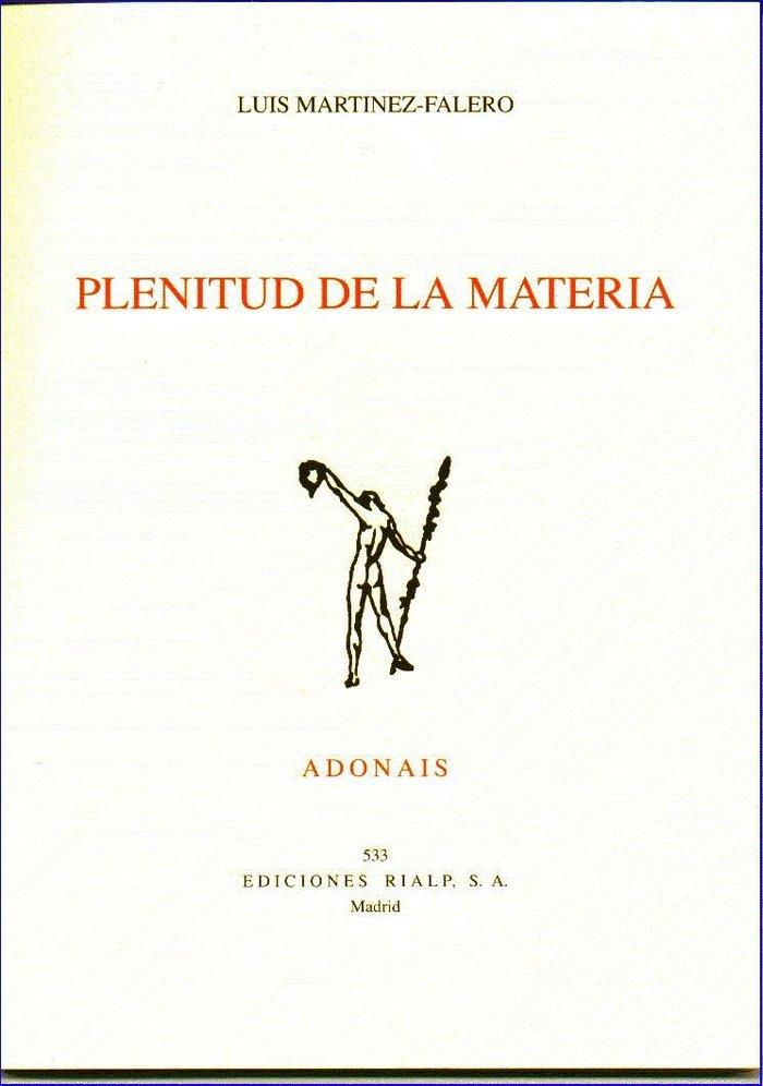 Plenitud de la materia, de Martínez-Falero, Luis | portada del libro