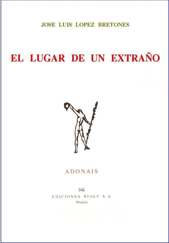 El lugar de un extraño, de López Bretones, José Luis | portada del libro