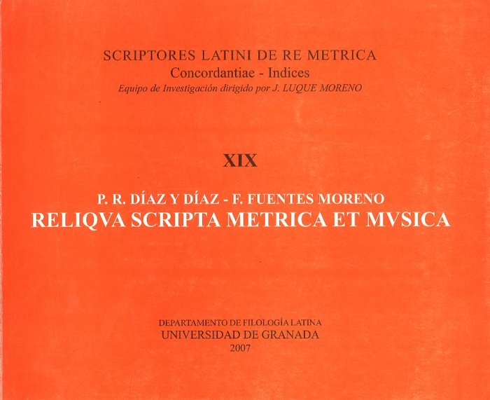 Reliqva scripta metrica et mvsica, de Díaz y Díaz, P. R. | portada del libro