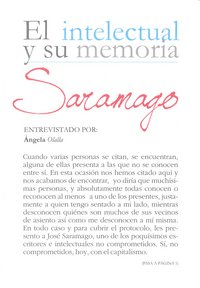 INTELECTUAL Y SU MEMORIA SARAMAGO, de SARAMAGO,JOSE | portada del libro