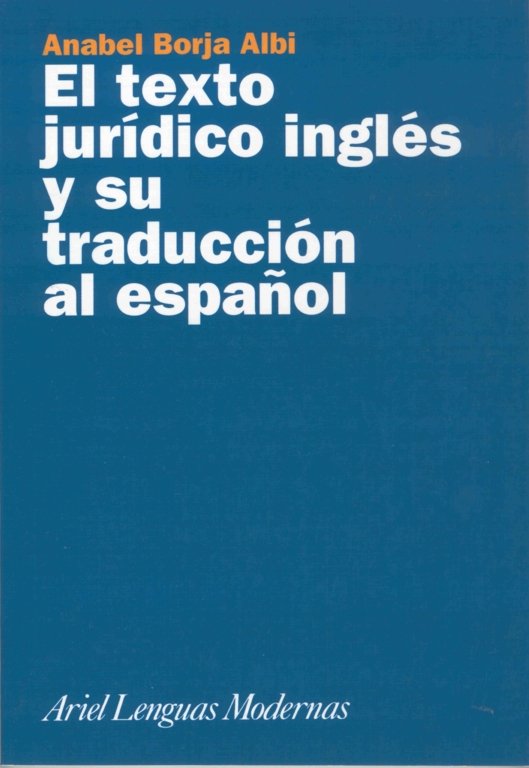 El texto jurídico inglés y su traducción al español, de Borja | portada del libro
