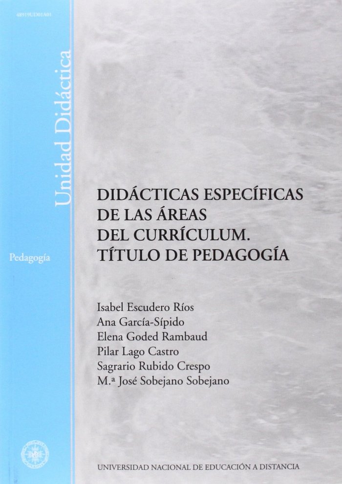 Didácticas específicas de las áreas del curriculum. Título de pedagogía, de Escudero Ríos, Isabel | portada del libro