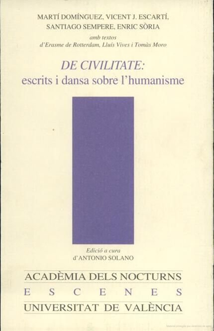 De civilitate: escrits i dansa sobre l'humanisme, de Domínguez Romero | portada del libro