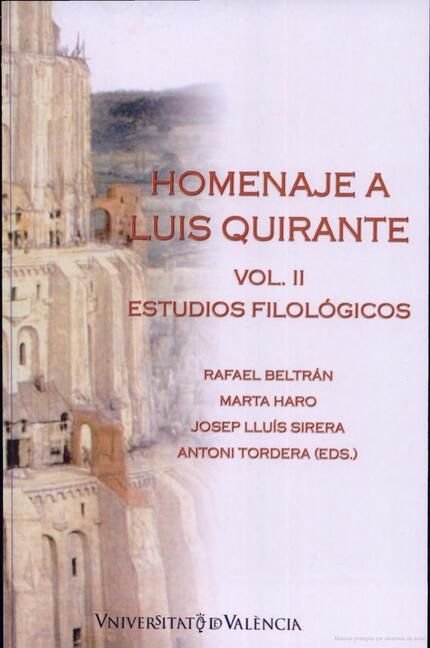 Homenaje a Luis Quirante (2 vols.), de Varios autores | portada del libro