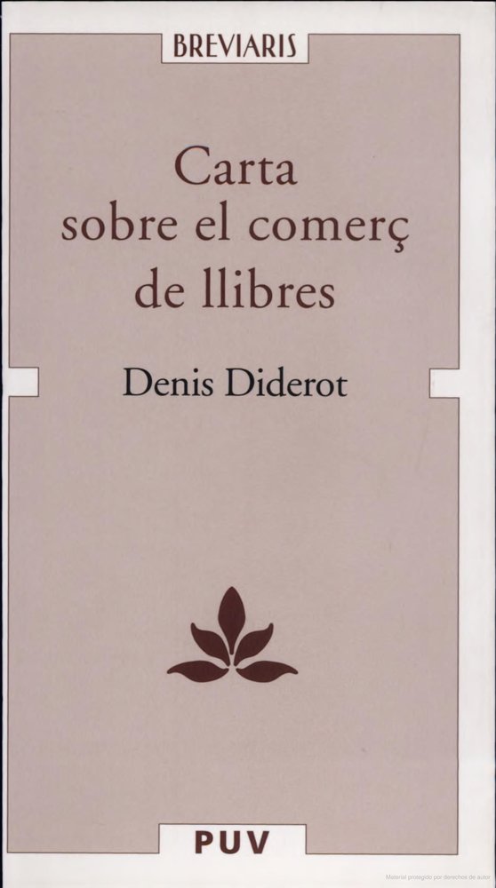 Carta sobre el comerç de llibres, de Diderot, Denis | portada del libro