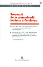 Prevenció de la contaminació lumínica a Catalunya | portada del libro