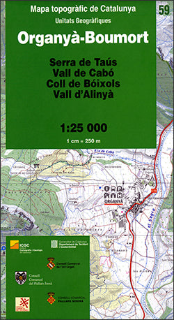 Mapa topogràfic de Catalunya 1:25 000. Organyà-Boumort, de Institut Cartogràfic i Geològic de Catalunya | portada del libro
