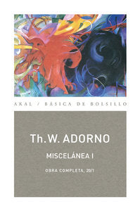 O.C. ADORNO 20 MISCELANEA I, de Adorno | portada del libro