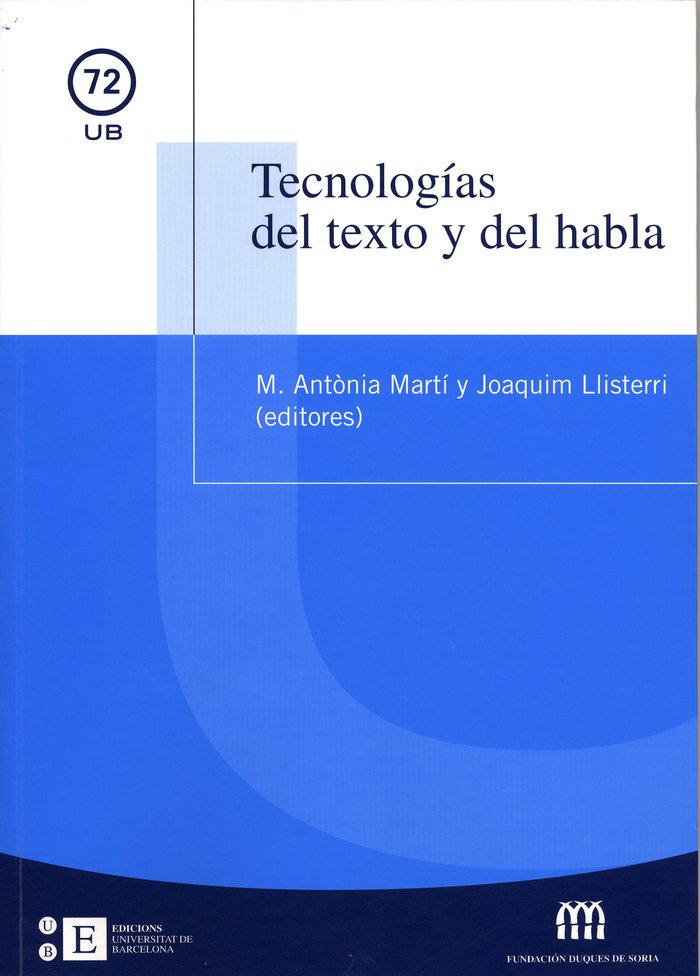 Tecnologías del texto y del habla, de Llisterri | portada del libro