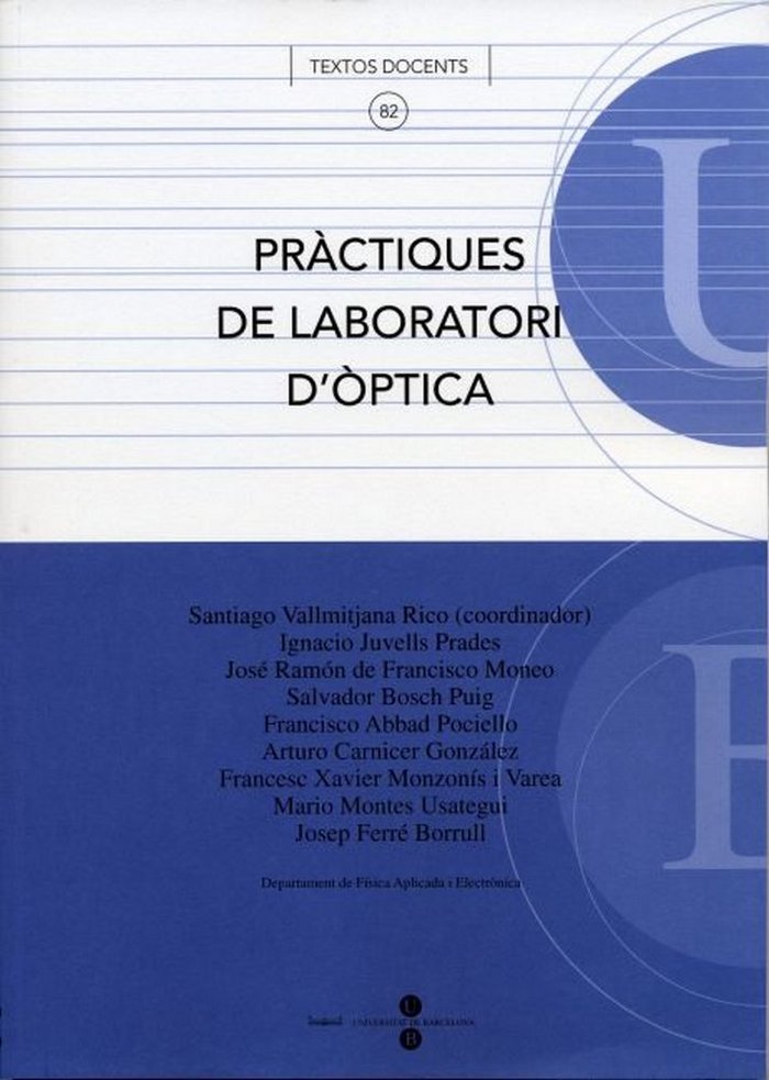 PRACTIQUES DE LABORATORI D'OPTICA, de VALLMITJANA RICO, SANTIAGO | portada del libro