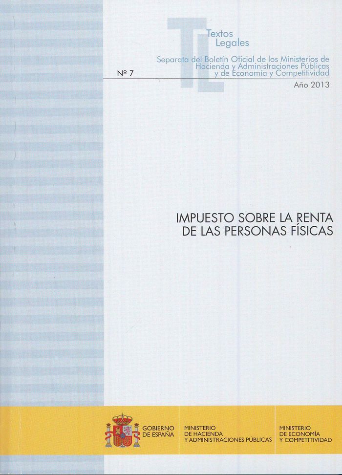 IMPUESTO SOBRE LA RENTA DE LAS PERSONAS FISICAS, de MINISTERIO DE ECONOMIA Y HACIENDA | portada del libro