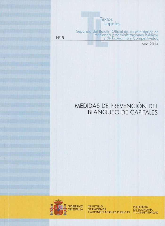 Medidas de prevención del blanqueo de capitales, de CENTRO DE PUBLICACIONES | portada del libro