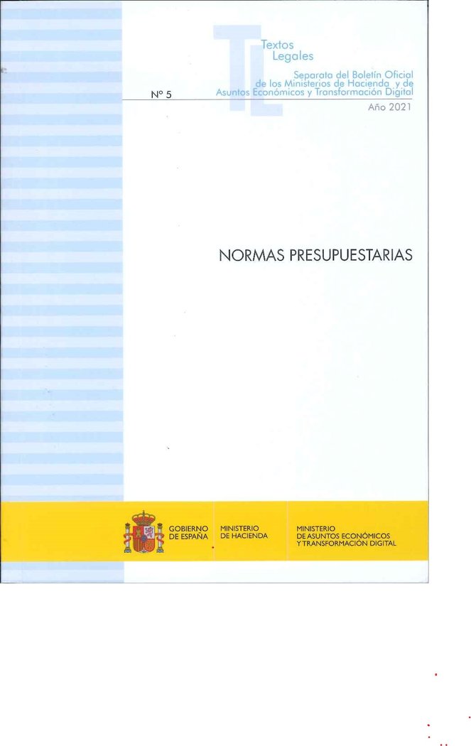 NORMAS PRESUPUESTARIAS 2021, de TEXTOS LEGALES MINISTERIO DE HACIENDA | portada del libro