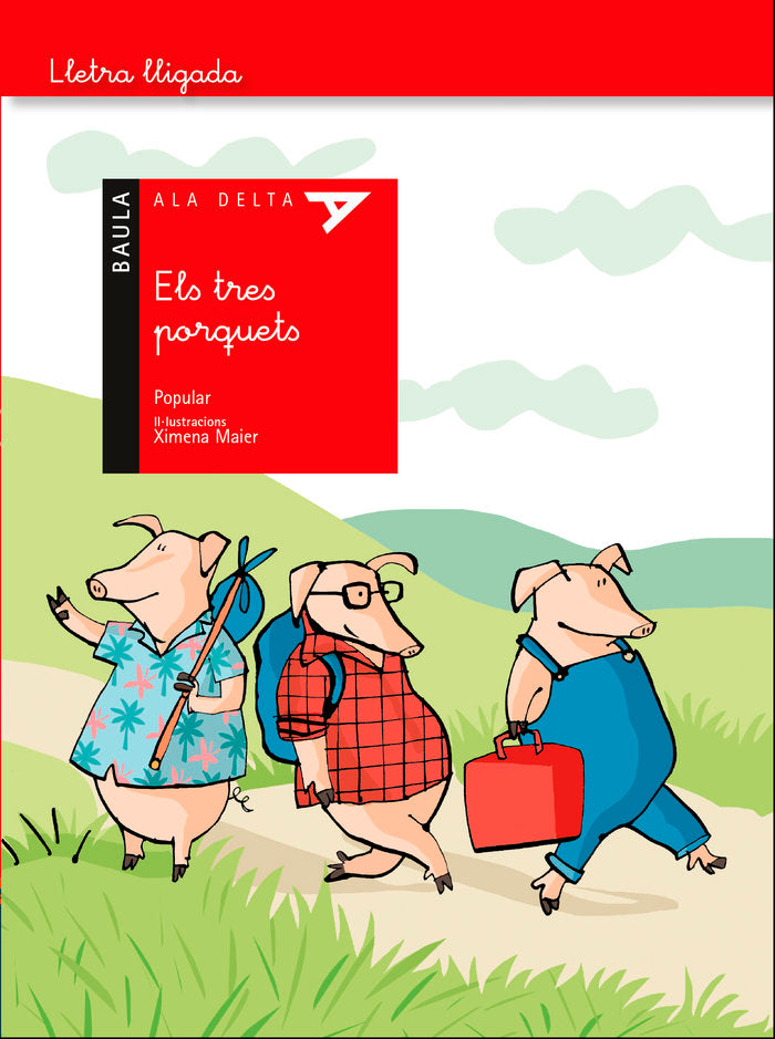 Els tres porquets - Lletra lligada, de Conte Popular | portada del libro
