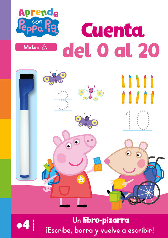 Aprendo con Peppa Pig. Cuenta del 0 al 20 (Libro-pizarra) (Peppa Pig. Primeros aprendizajes), de HASBRO | portada del libro
