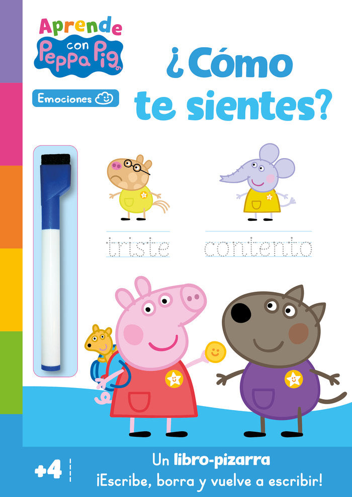 Aprende con Peppa. ¿Cómo te sientes? (Libro-pizarra) (Peppa Pig. Primeros aprendizajes), de HASBRO | portada del libro