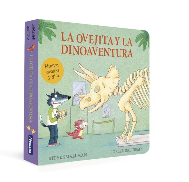 La ovejita y la dinoaventura (La ovejita que vino a cenar. Libro de cartón con mecanismos), de Steve Smallman | portada del l